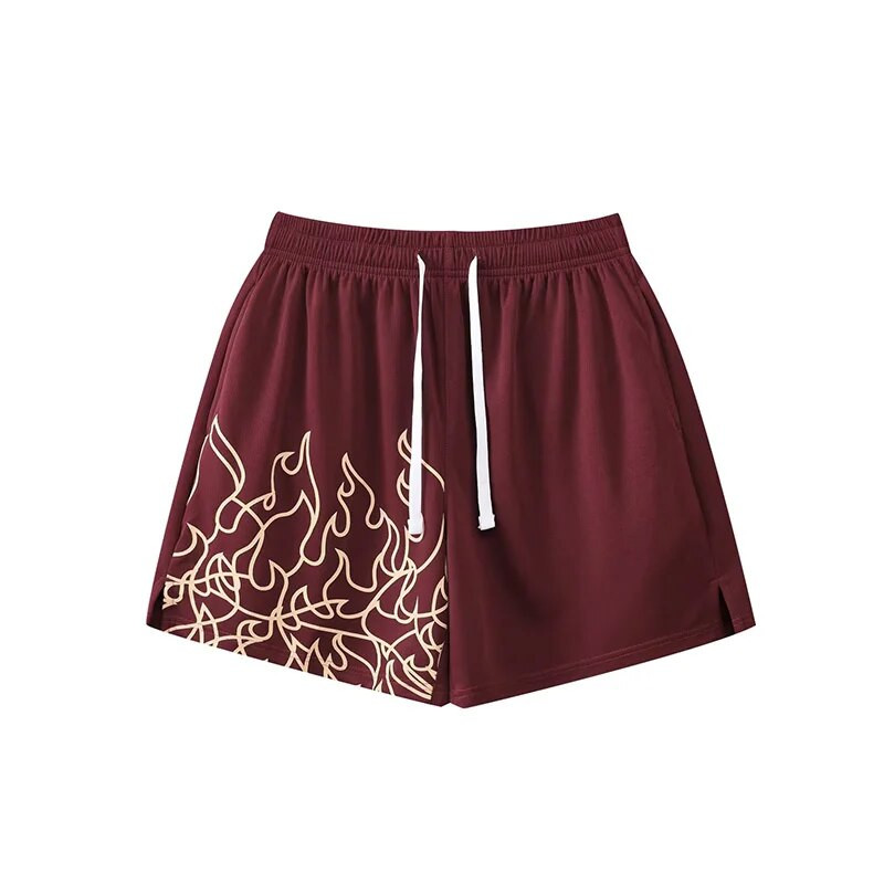 Američke košarkaške kratke hlače Muške hlače s uzorkom plamena za trčanje Brzo sušeće hlače Ljetne kratke hlače za sportski trening u teretani Prozračne kratke hlače