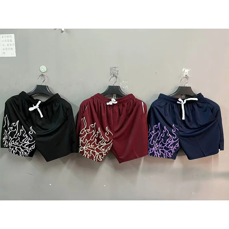 Američke košarkaške kratke hlače Muške hlače s uzorkom plamena za trčanje Brzo sušeće hlače Ljetne kratke hlače za sportski trening u teretani Prozračne kratke hlače