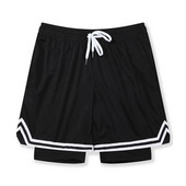 Muške kratke košarkaške hlače veće veličine s podstavom, elastične vezice za struk, brzo sušeće, prozračne donjice za trčanje u teretani za bodybuilding