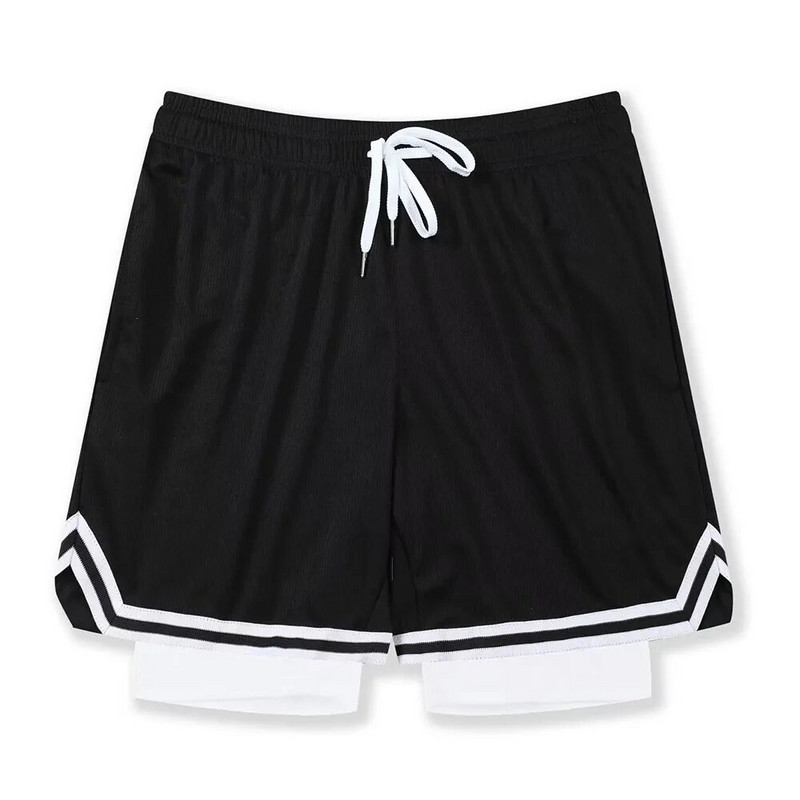 Muške kratke košarkaške hlače veće veličine s podstavom, elastične vezice za struk, brzo sušeće, prozračne donjice za trčanje u teretani za bodybuilding