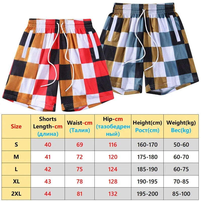 Vyriški krepšinio šortai Sporto salės Laisvos vasaros greito džiovinimo šortai Laisvalaikio paplūdimio treniruotės Pratimai Bėgimas Spausdinti rašto šortai