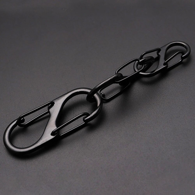 10 tk roostevabast terasest S-tüüpi karabiin lukuga mini võtmehoidja konks vargusvastane välikämpingu seljakoti pandla võtmeluku tööriist