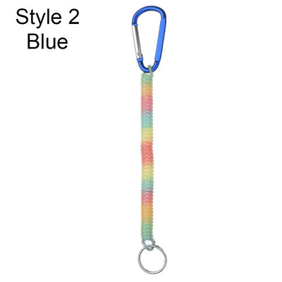 1PC Taktiski izvelkama atsperu elastīga virve Drošības rīks Pārgājieni Kempings Pretpazaudēts tālrunis Atslēgu piekariņš Makšķerēšanas auklas ārā