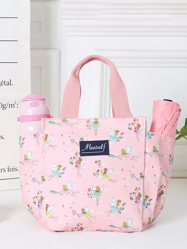 Administratívni pracovníci idú von s taškou na obed s ryžou, termo taškou bento, módnou plátennou taškou na prenášanie v ruke s taškou pre mamičky.