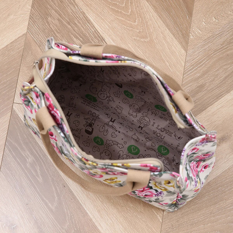 Τσάντα φόρμας με λουλούδια, φορητή πάνινη τσάντα γεύματος, γυναικεία casual τσάντα & Bento μαμά τσάντα για ταξίδια για πικνίκ