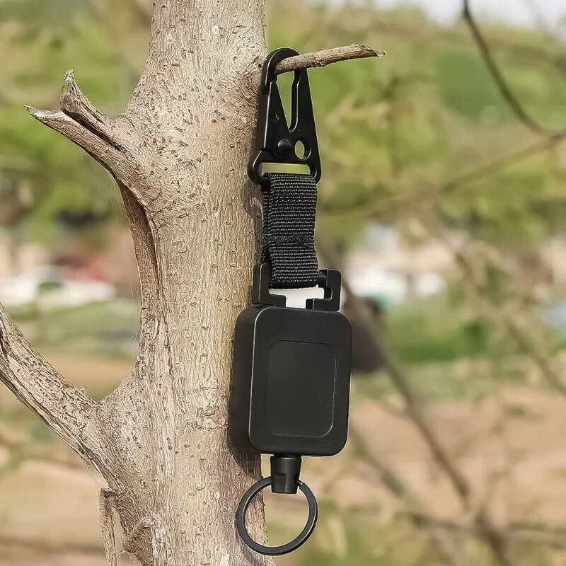 60 cm kõrgkvaliteetne terastraadist sissetõmmatavad märgirullid, mitmeotstarbelised taktikalised seljakoti konksud õuespüügi ronimistarvikud