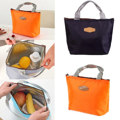 Lunch Box Camping Picnic Bag Lunch Bag Solid Color Portable Insulated Refrigerated Bag Cold Food Cooler Thermal Bag Handbag