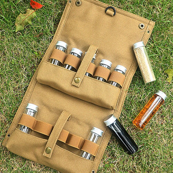 Tomshoo Издръжлива чанта за съхранение на подправки за барбекю с 10 бутилки, къмпинг на открито, преносима чанта за съхранение на бутилки с подправки, пикник и подправки