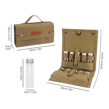 Tomshoo Издръжлива чанта за съхранение на подправки за барбекю с 10 бутилки, къмпинг на открито, преносима чанта за съхранение на бутилки с подправки, пикник и подправки