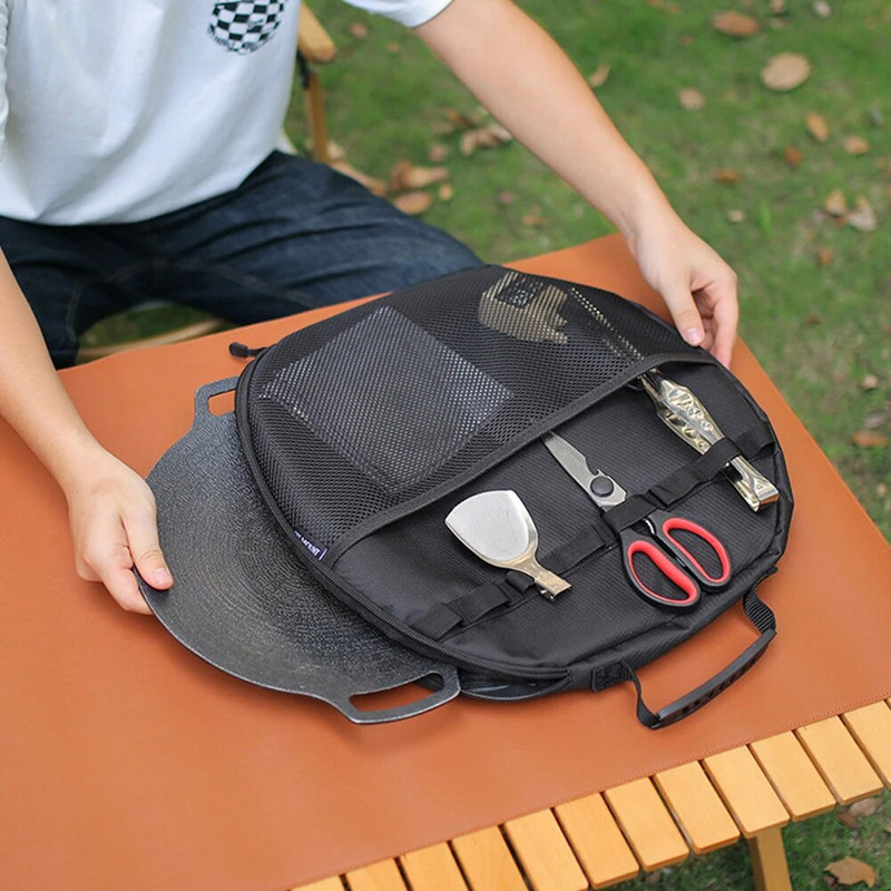 Telkimise malmist pottide hoiukott Grillplaat Pann Kottekott Mitmeotstarbeline Suure mahutavusega küpsetiste hoiukotike Piknikutarbed