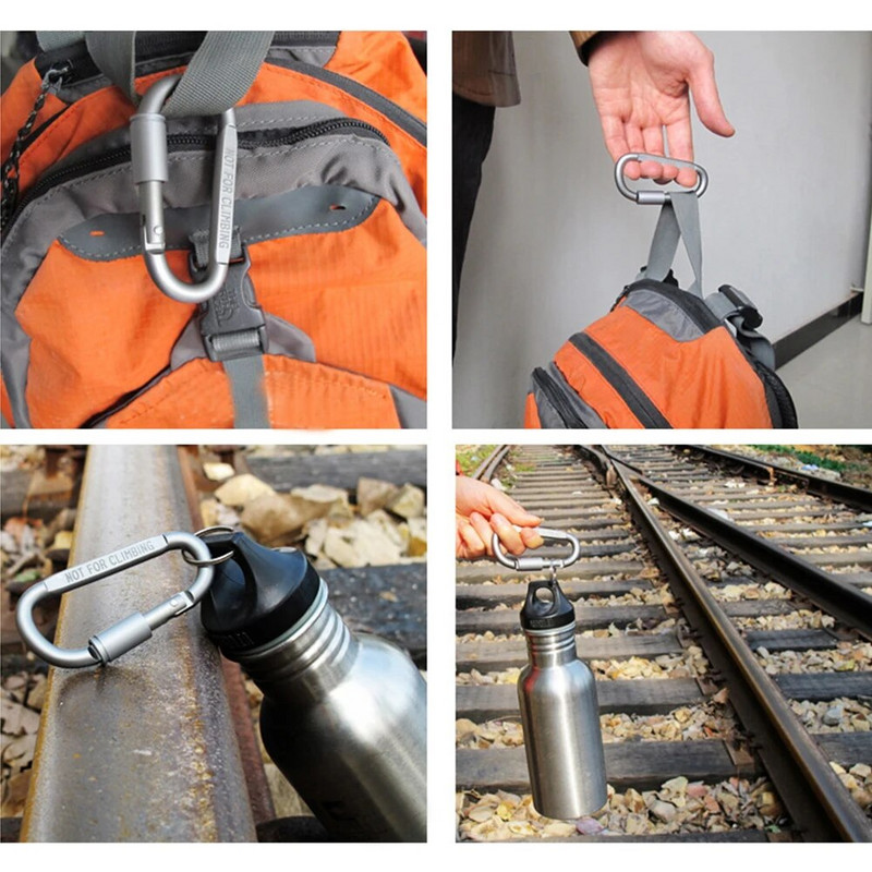 2tk mägironimiskoobas kaljuronimise karabiin D-rõngas ohutuskarabiin reisimiseks õues ellujäämiseks alumiiniumsulamist konks