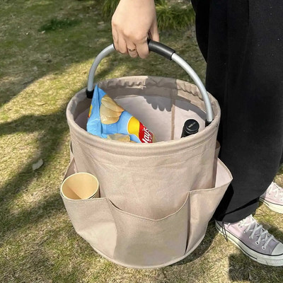 Кошница за пикник на открито, къмпинг, плажна кошница, ръчна сгъваема чанта за съхранение на тоалетни принадлежности (28 см)