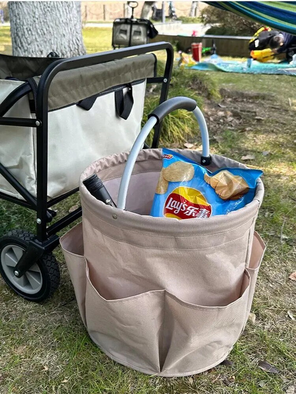 Välikämpingu piknikukorv Rannakorv käeshoitav kokkupandav hoiuruum Vannitoa tualett-tarvete kott (28 cm)