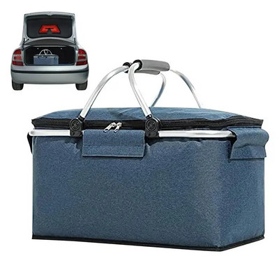 26L сгъваема кошница за пикник Голям капацитет Многофункционална къмпинг чанта за обяд Термо охладител за обяд