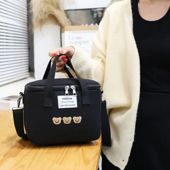 Ins Bear Lunch Bag Платнени чанти с изолация с голям капацитет Многофункционална термична кутия за закуска Преносима пикник Пътуване
