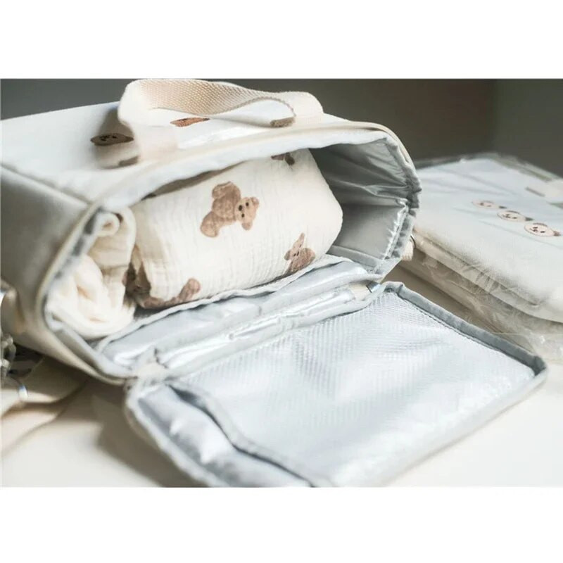 Ins Bear lõunakott Lõuend Suure mahutavusega isolatsiooniga käekotid Multifunktsionaalne termiline hommikusöögikarp Kaasaskantav piknikureisid