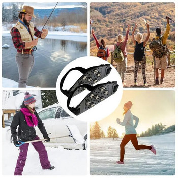 Шипове за снежни обувки Шипове за снегоходки Преносими шипове за снегоходки Дръжки Крампи за маратонки За снежен риболов Лов Разходки Къмпинг