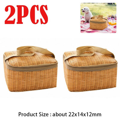 1-3 vnt lauke pinti rotango pikniko krepšys vandeniui atsparūs stalo reikmenys stovyklavimo iškylų krepšeliai chaki spalvos pietų dėžutės terminis aušintuvas