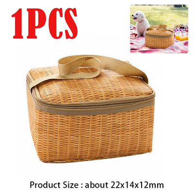 1-3 vnt lauke pinti rotango pikniko krepšys vandeniui atsparūs stalo reikmenys stovyklavimo iškylų krepšeliai chaki spalvos pietų dėžutės terminis aušintuvas