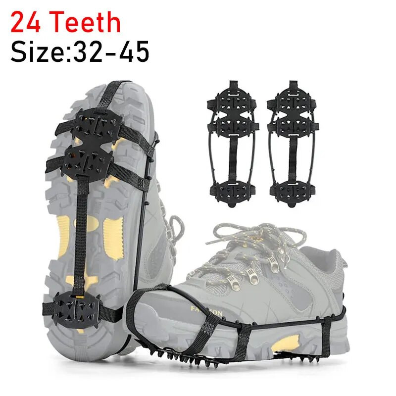 24 zuba Anti-Slip Ice Grips Gripper Cipele Cipele Planinarenje Cipele za penjanje po ledu Šiljci Unisex Snow Claw Navlake za cipele Pješačenje Pristupi za planinarenje
