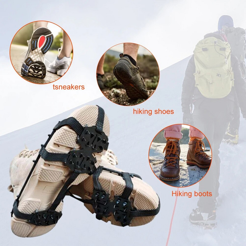 24 zuba Anti-Slip Ice Grips Gripper Cipele Cipele Planinarenje Cipele za penjanje po ledu Šiljci Unisex Snow Claw Navlake za cipele Pješačenje Pristupi za planinarenje