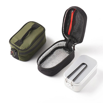 Lauko stovyklavimo stalo reikmenų priešpiečių dėžutės laikymo krepšys Nešiojamas aliuminio terminis piknikas „Bento Box“ izoliacinis maisto dėklas, krepšys