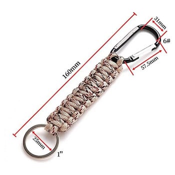 Paracord ключодържатели с карабинер, плетен паракордов шнур, помощен комплект за оцеляване, щипка за кука за къмпинг на открито, туристическа раница