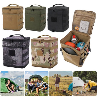 Camping Stove Storage Case Portable Outdoor Camp Gas Tank Bag Cooking Container Resistant Large Capacity  Utensils Storage Bag