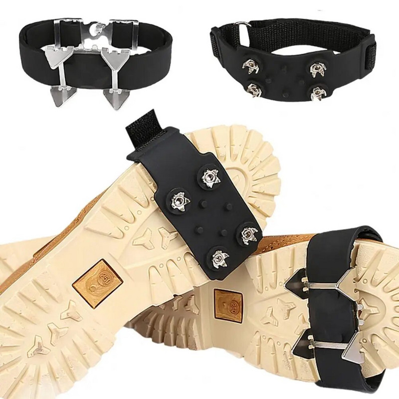 1 pāris krampji Vilces skavas sniega apavu tapas ar regulējamu stiprinājuma lenti pretslīdes ledus sniega apavu smailēm
