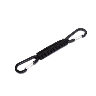 Paracord privjesak za ključeve, karabiner, dvostruki D prstenovi, pleteni lanyard privjesak za ključeve za kampiranje na otvorenom, planinarenje, boca za vodu, ruksak, kopča, alati