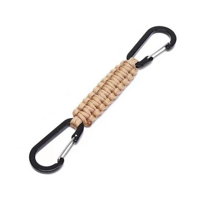 Paracord privjesak za ključeve, karabiner, dvostruki D prstenovi, pleteni lanyard privjesak za ključeve za kampiranje na otvorenom, planinarenje, boca za vodu, ruksak, kopča, alati