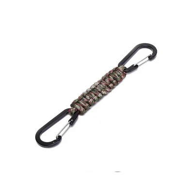 Paracord privjesak za ključeve, karabiner, dvostruki D prstenovi, pleteni lanyard privjesak za ključeve za kampiranje na otvorenom, planinarenje, boca za vodu, ruksak, kopča, alati