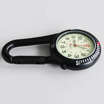 Fob кръгъл циферблат арабски цифри кварцов аналогов часовник с щипка часовник с кука за открито карабинер щипка за ключодържател Къмпинг Туристически часовници