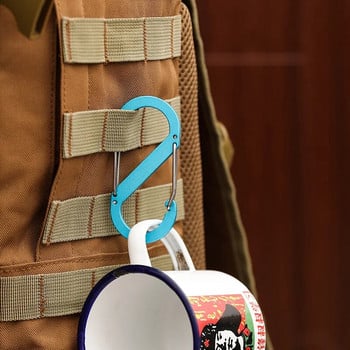 10PCS S Σετ διπλού καραμπίνερ Camping EDC Survival Climbing Spring Backpack Clips Keychain Tactical Gear Hooks Κλιπ μπρελόκ