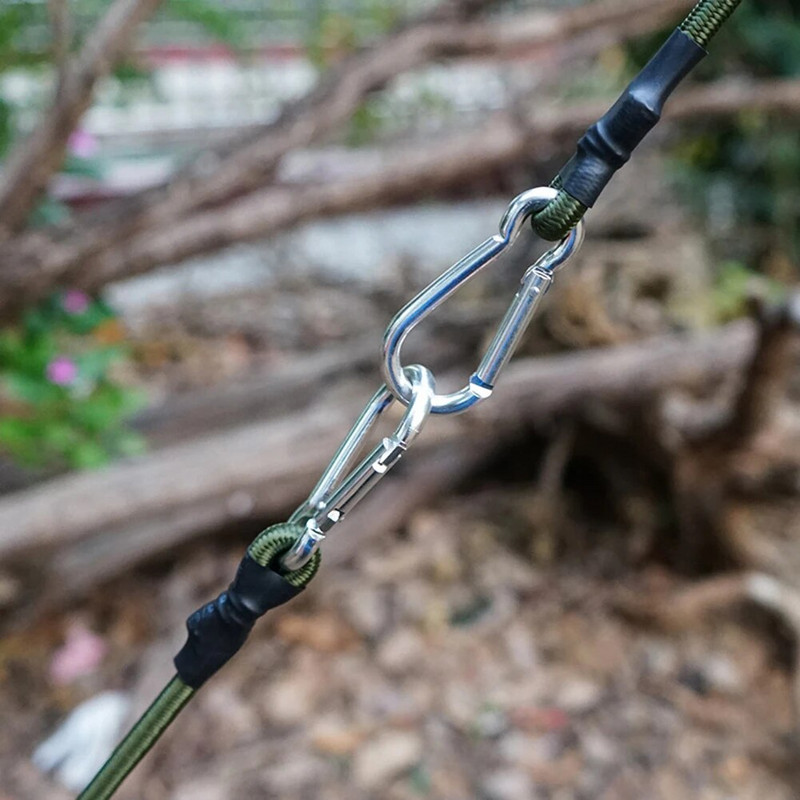 Vastupidav karabiin elastne nöör elastne köis 1 osa alumiiniumsulamist armee roheline benji nöörid karabiin benji nöör