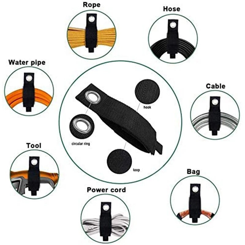 6 tk pikendusjuhtme hoidiku korraldaja, konksu ja aasaga pikendusjuhtme hoidiku riidepuu, kaablirihmad juhtmete jaoks