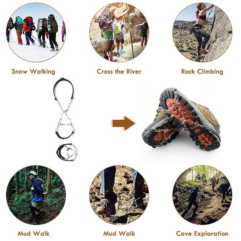 6 hambaga ronimiskrambid libisemisvastased komplekti kuuluvad Unisex lumeküünisega jalatsikatted välistingimustes kasutatavad keti jalatsi naelad