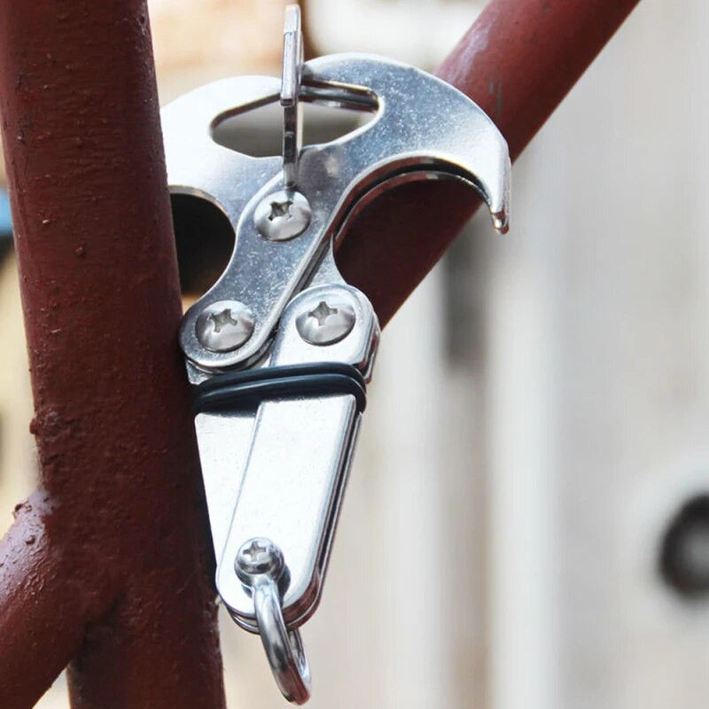 Νέος πολυλειτουργικός ανοξείδωτος χάλυβας, πτυσσόμενος, αναρριχητικός νύχι, υπαίθριος γάντζος επιβίωσης, καραμπίνερ έλξης εργαλείου διάσωσης