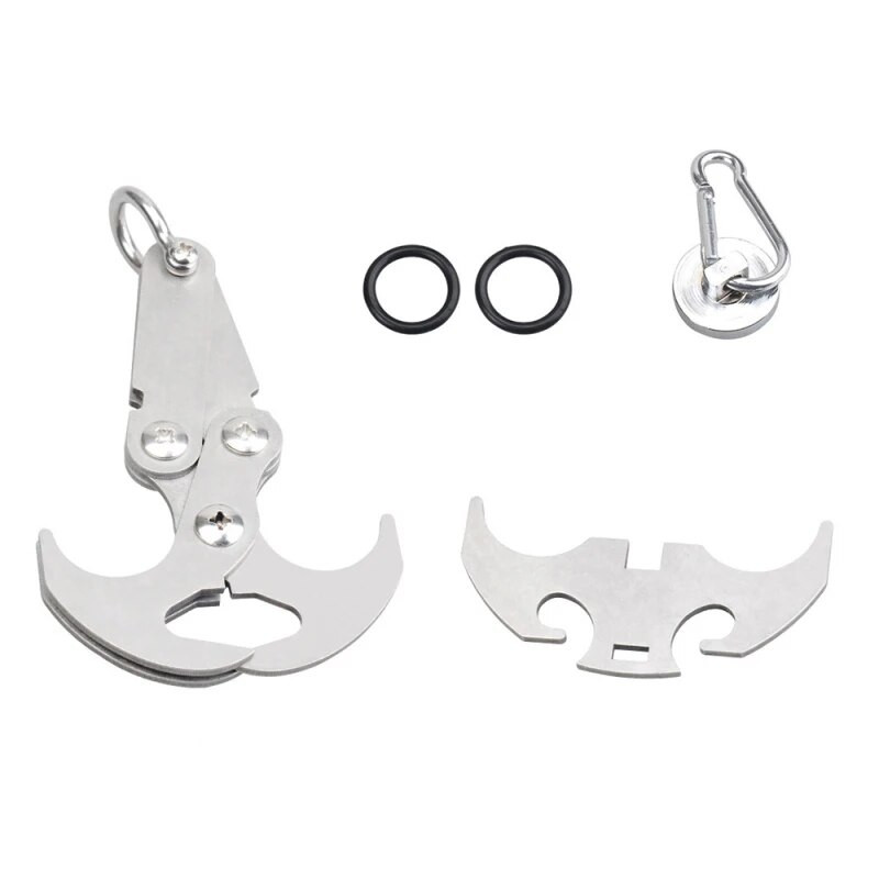 Νέος πολυλειτουργικός ανοξείδωτος χάλυβας, πτυσσόμενος, αναρριχητικός νύχι, υπαίθριος γάντζος επιβίωσης, καραμπίνερ έλξης εργαλείου διάσωσης