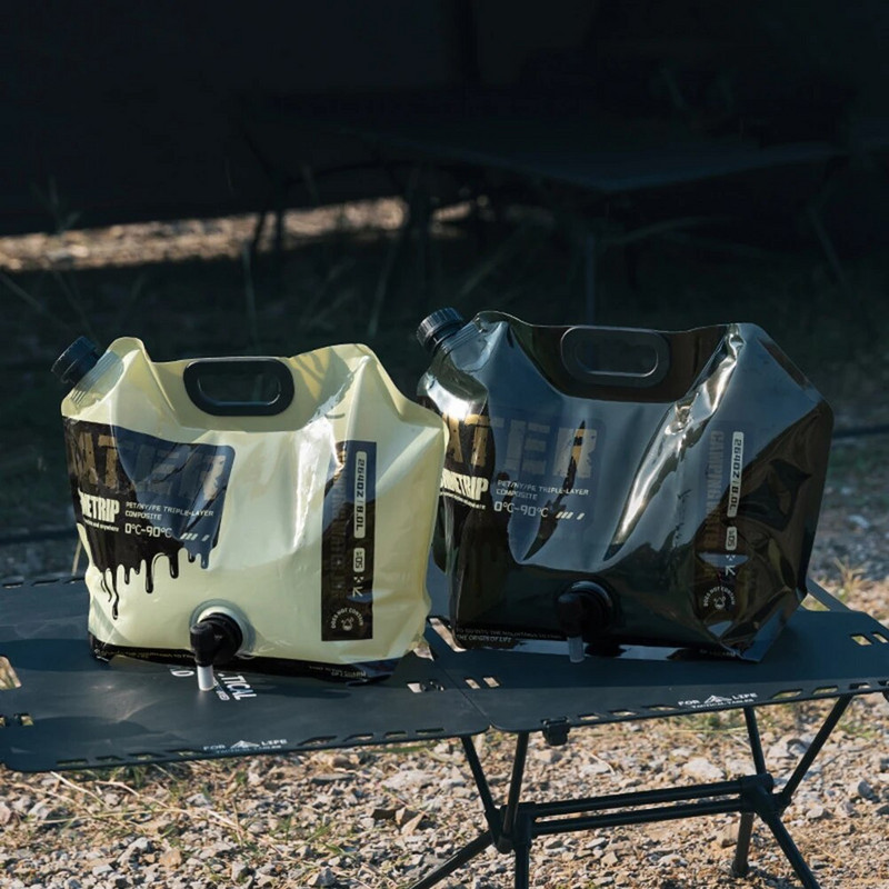 Vreća za vodu od 5/8 litara, deblja, sklopiva kanta za vodu, prijenosna vanjska posuda za vodu, sklopiva torbica s slavinom, pribor za kampiranje