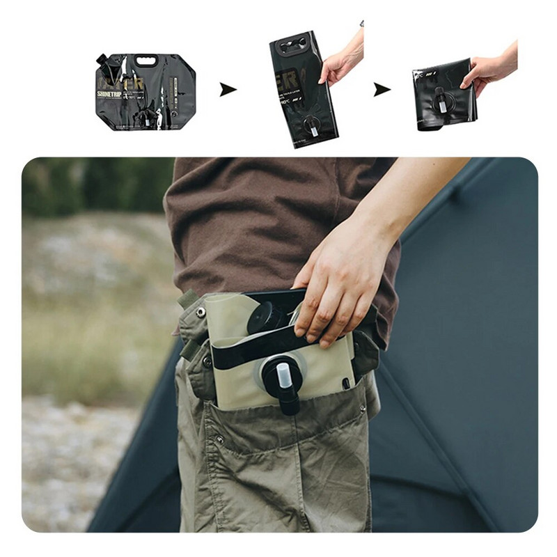 Vreća za vodu od 5/8 litara, deblja, sklopiva kanta za vodu, prijenosna vanjska posuda za vodu, sklopiva torbica s slavinom, pribor za kampiranje