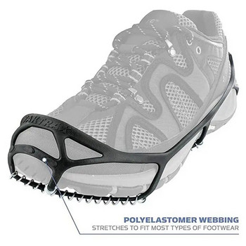 Обувки Снежни ръкохватки Микрошипове Антихлъзгащи ледени крампи Еластични снежни ръкохватки Разходка 360-градусово сцепление Еластична гумена каишка за обувки