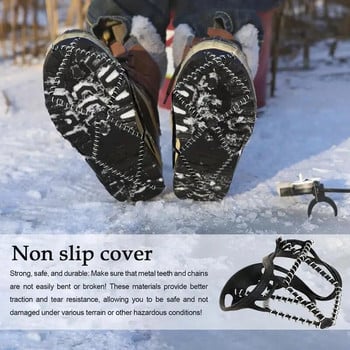 Обувки Снежни ръкохватки Микрошипове Антихлъзгащи ледени крампи Еластични снежни ръкохватки Разходка 360-градусово сцепление Еластична гумена каишка за обувки
