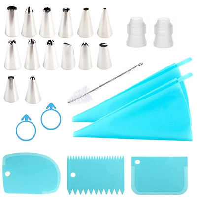 24 tk. komplekt Pruple sinine roosa silikoonkott kondiitritoodete vormi lcing toruotsik ja pagaritoodete tarvikud uudsed kaunistused köögitööriistad