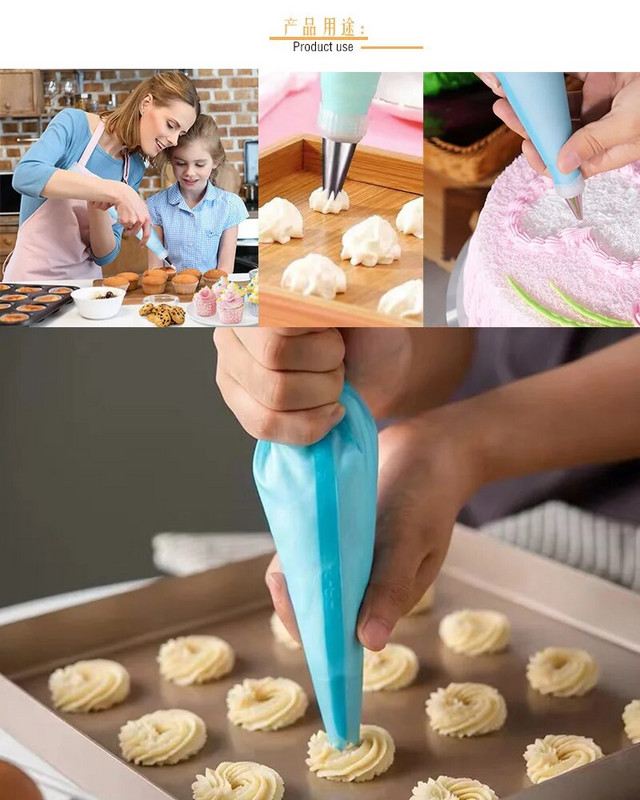 24 tk. komplekt Pruple sinine roosa silikoonkott kondiitritoodete vormi lcing toruotsik ja pagaritoodete tarvikud uudsed kaunistused köögitööriistad