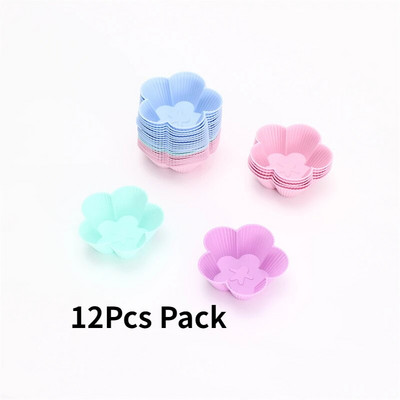Korduvkasutatavad silikoonist küpsetustopsid, muffinivooderdised – pakis 12 tk, mitmevärviline silikoonist koogivormi 3D