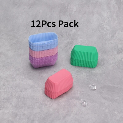 Korduvkasutatavad silikoonist küpsetustopsid, muffinivooderdised – pakis 12 tk, mitmevärviline silikoonist koogivormi 3D