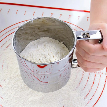 Сито за брашно за печене Двупластова фина мрежа Шейкър за захар на прах Ръчен инструмент за сито за брашно от неръждаема стомана