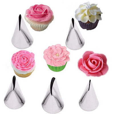 BCMJHWT 5tk Lilled Tulbid Rose Otsik 5tk Lehtede kroonleht Metallist Nail Decor Lifter Fondant Cream Transfer Küpsetus Kondiitritooted Köögitööriist