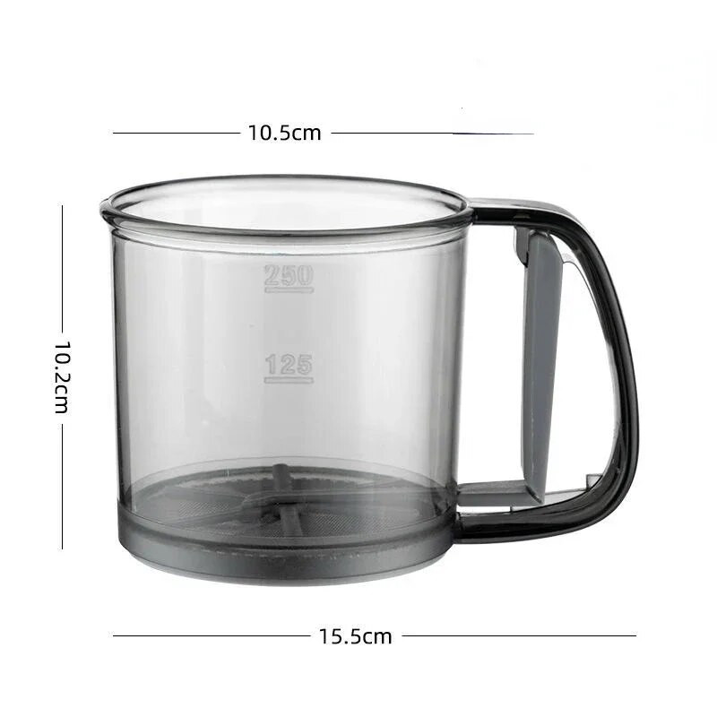 Virtuvinis miltų sietelis rankinis pusiau automatinis cukraus sijotukas miltelių plaktuvo rankena matavimo puodelio gaminimo įrankis kepimo virtuvės įrankiai